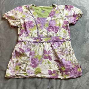 Healing Hands Floral Scrub Top Size Large
